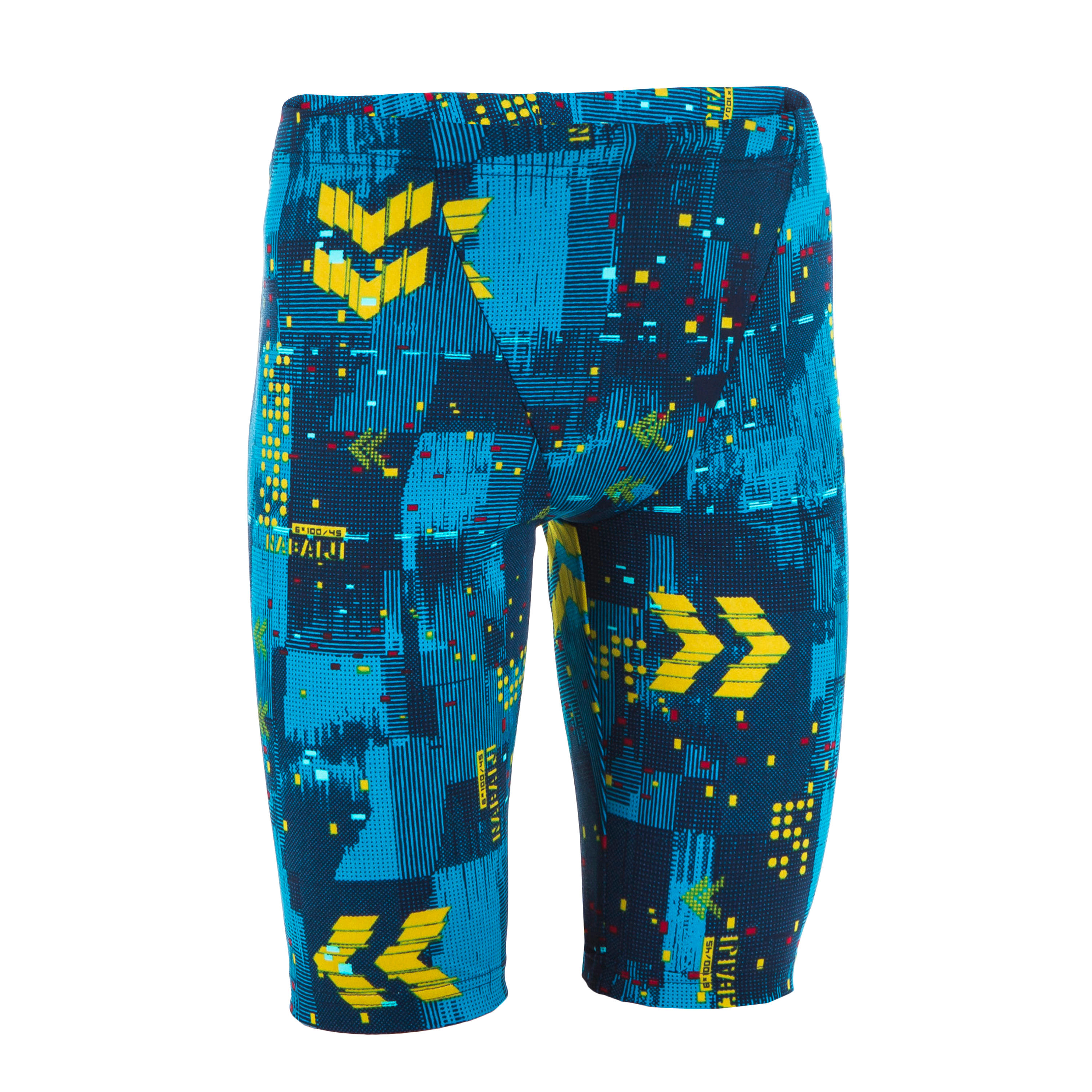 BOY'S FITI SWIMMING JAMMERS - ALL MAP TURQUOISE GREEN 1/5