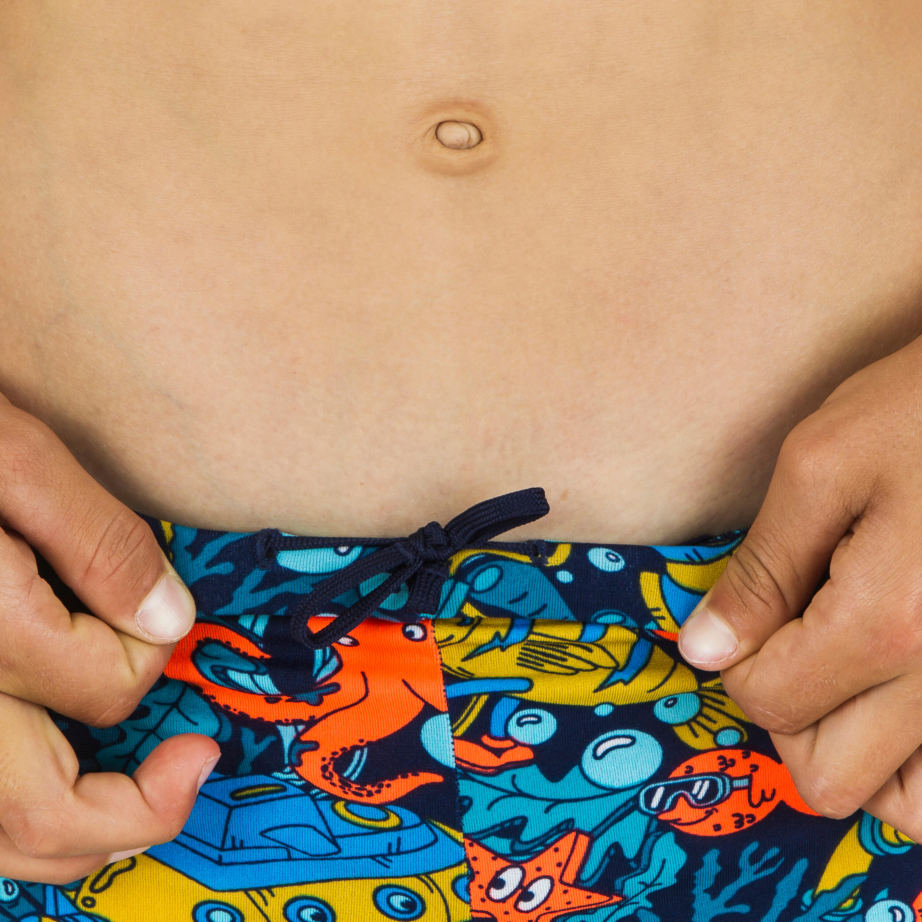 Bañador Niño natación bóxer azul naranja amarillo 4/4