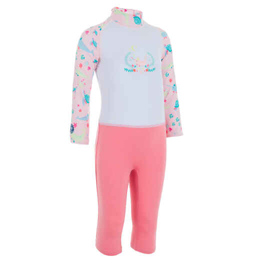 
      Odijelo za plivanje s UV zaštitom dječje ružičasto s printom
  