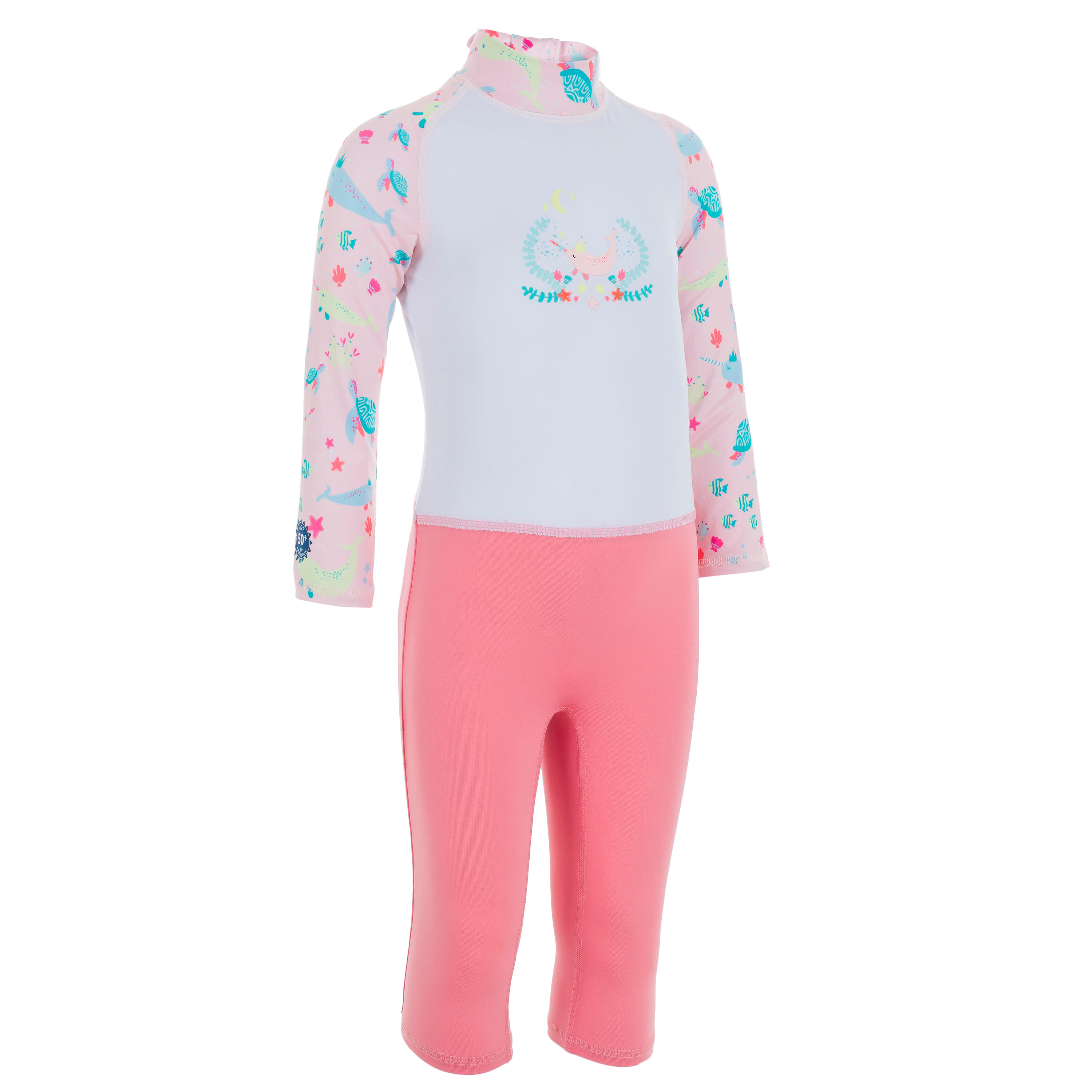 Baby / Kids' Swimming Long Sleeve UV-Protection Suit - Pink Print 1/8