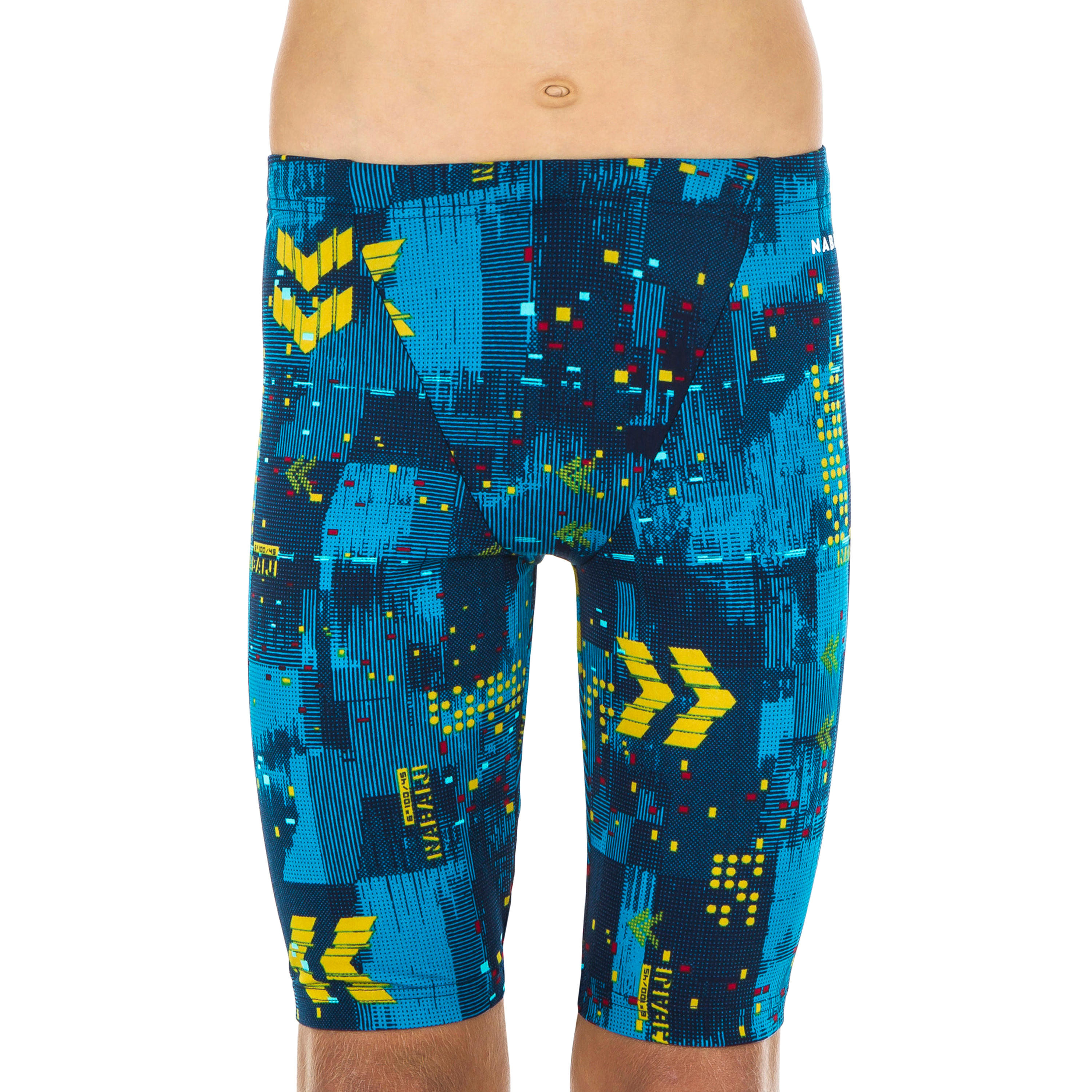 BOY'S FITI SWIMMING JAMMERS - ALL MAP TURQUOISE GREEN 2/5