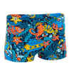 Badehose Boxer Jungen - Fitib marineblau/zinnoberrot/honig