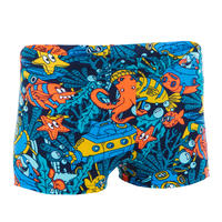 Boxer de Bain Natation Garçon - Fitib - Bleu marine / Rouge vermillon / Miel