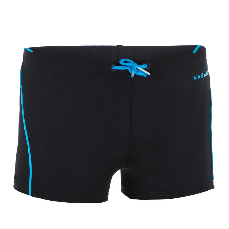 Boys' swimming trunks boxer 100 plus - black Boys' swimming trunks boxer 100 plus - black