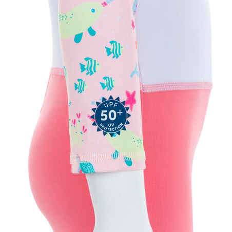 Βρεφική / παιδική μακρυμάνικη στολή κολύμβησης με προστασία από ακτίνες UV - Ροζ σχέδιο