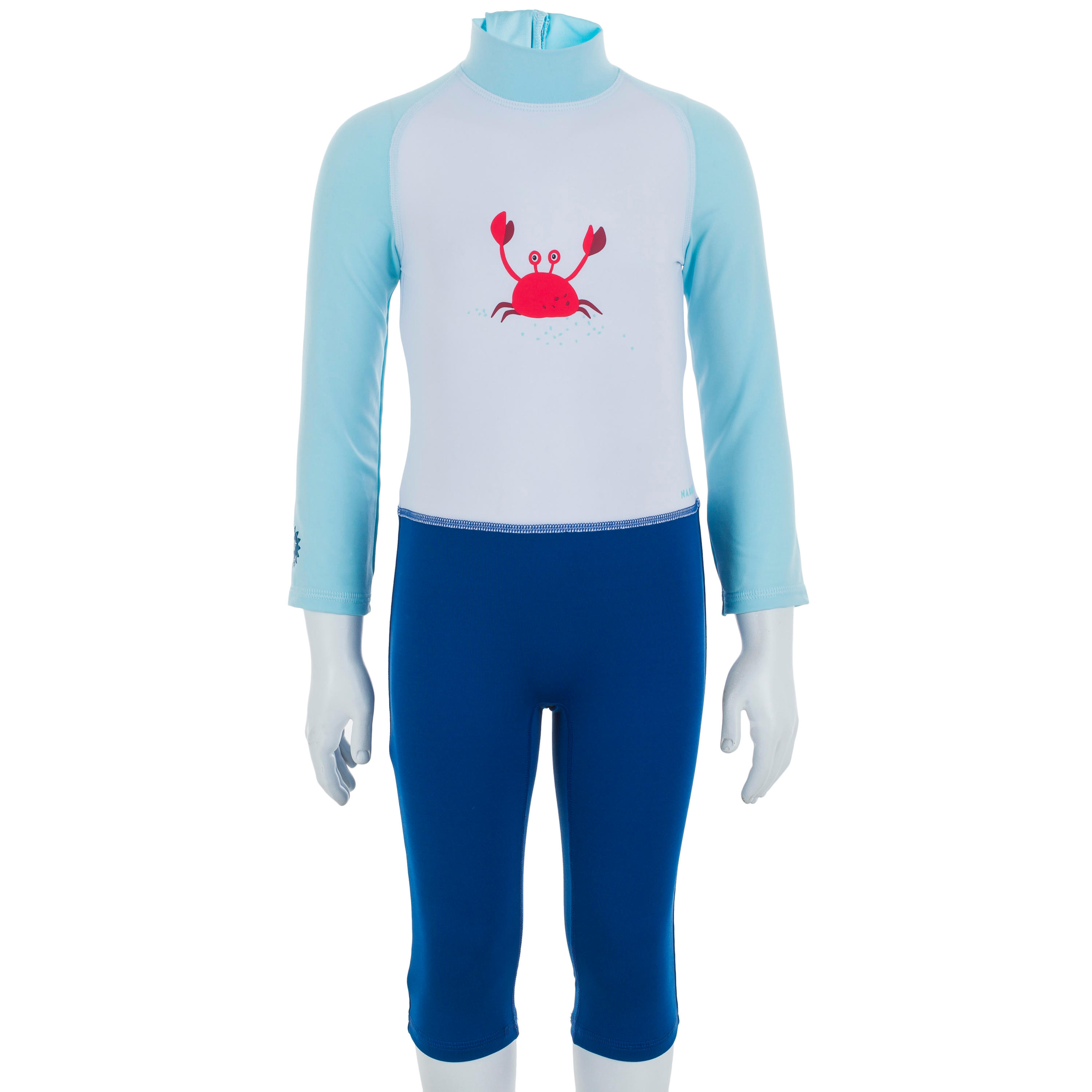 Combinaison De Natation Anti UV B b Enfant Manches Longues Bleu