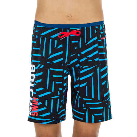 Boys' long swimming swim shorts all jo 100 - black