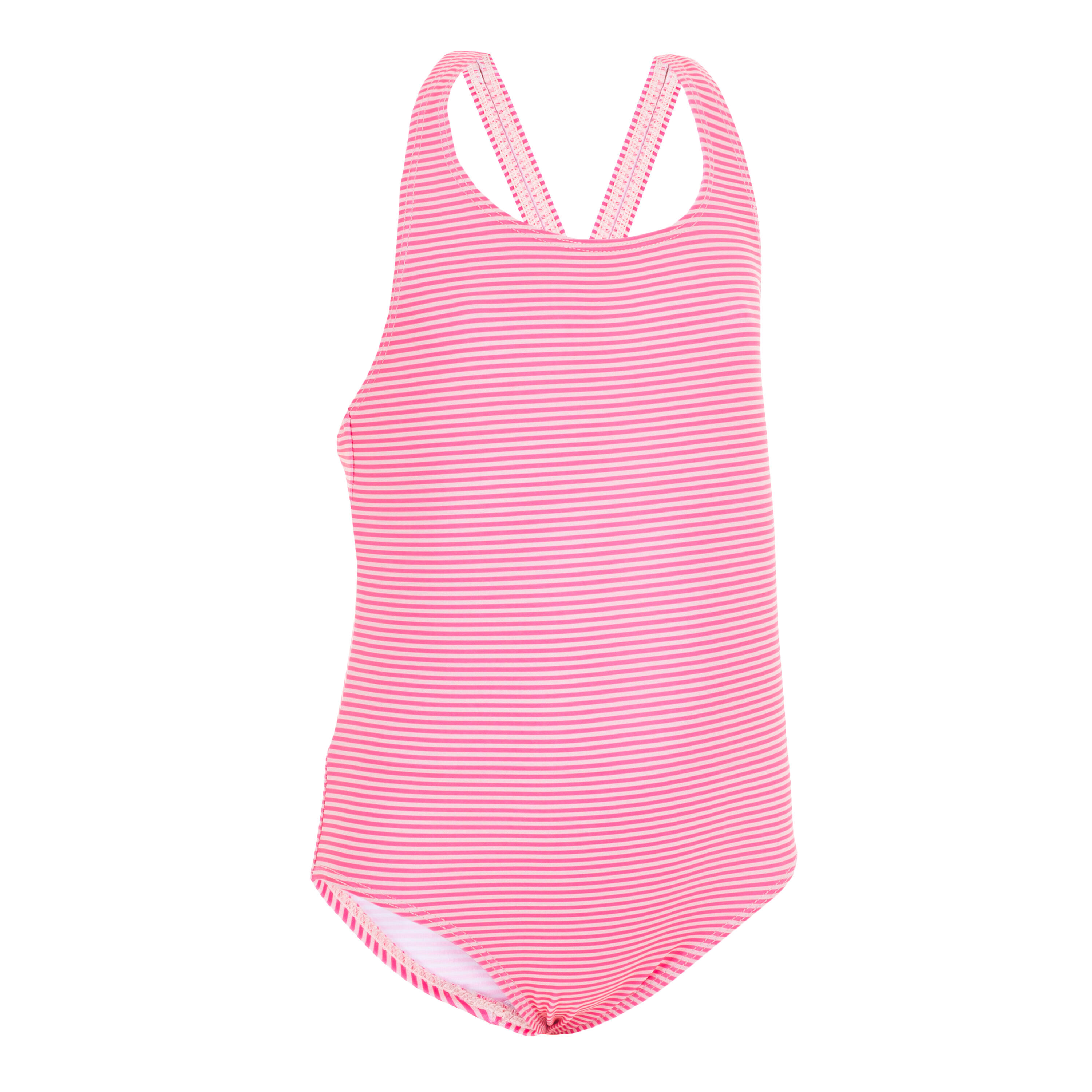 Baby Girls' 1-Piece Swimsuit - Pink Stripes Print 1/5