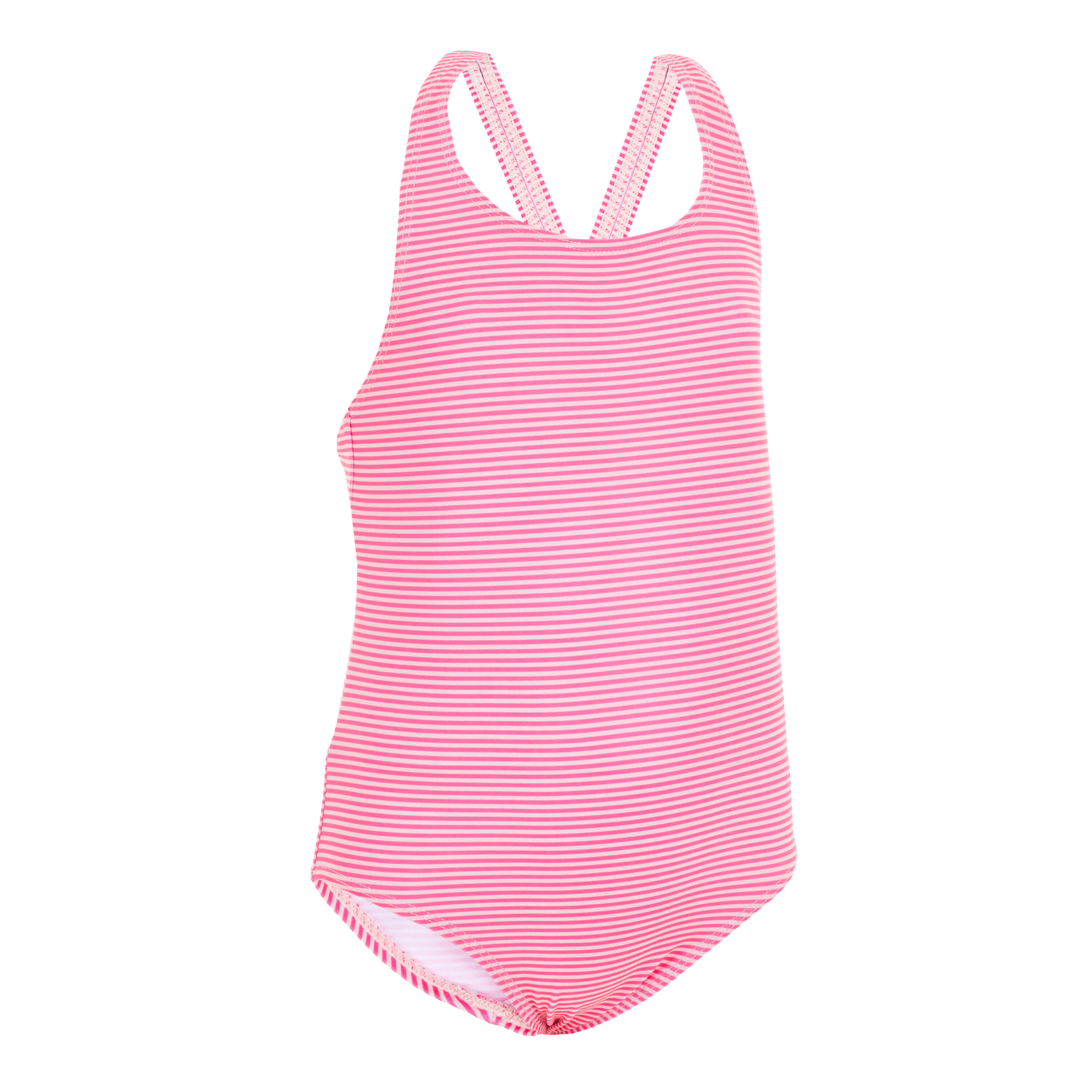 Baby Girls' 1-Piece Swimsuit - Pink Stripes Print NABAIJI | Decathlon