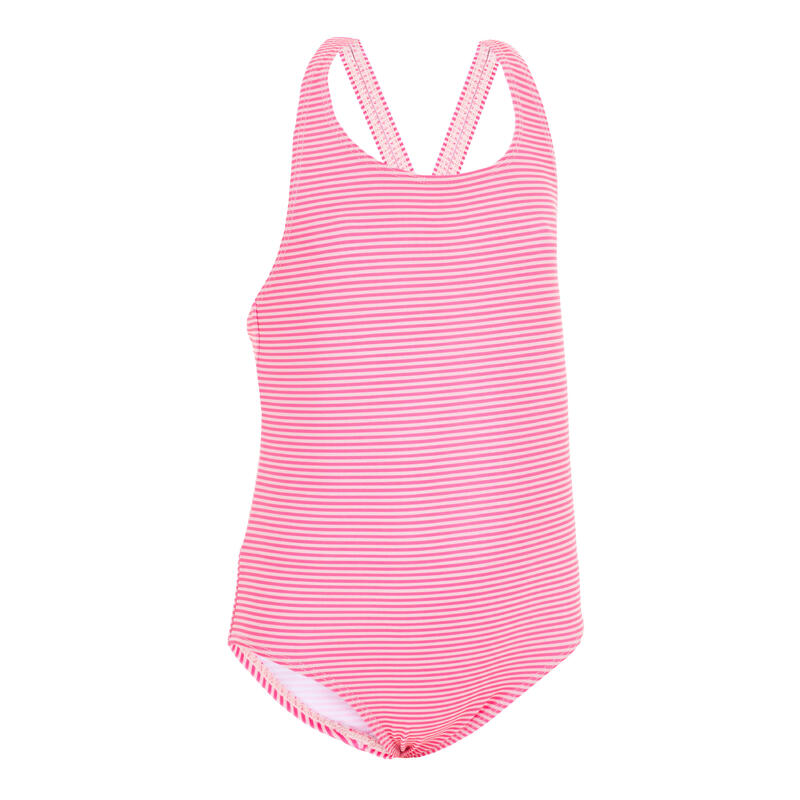 Maillot de bain 1 pièce bébé fille rose imprimé Rayures