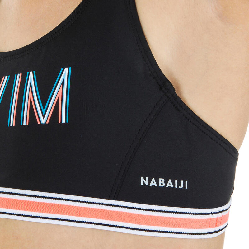 Top Bikini Niña natación Nabaiji negro coral