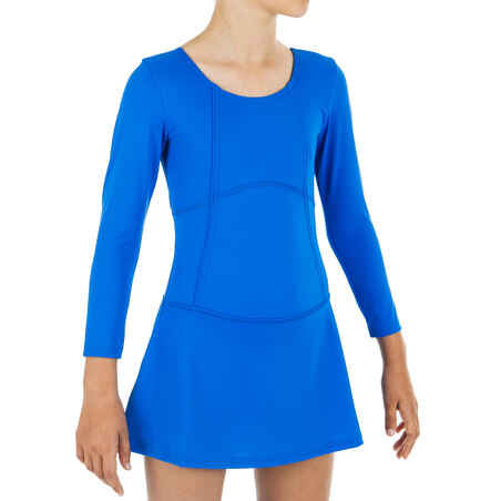 Girls' one-piece swimsuit Audrey sleeves - Blue