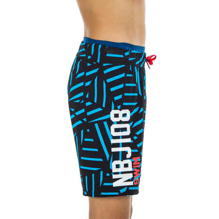 Boys' long swimming swim shorts all jo 100 - black