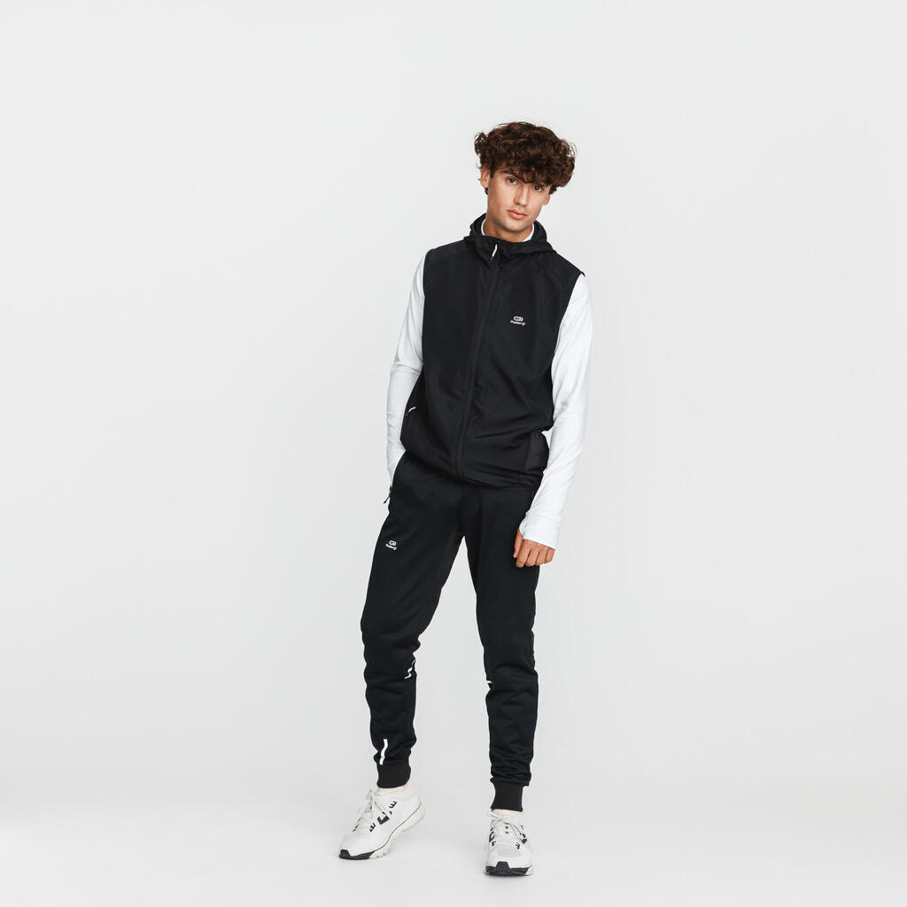 Veste coupe vent sans manche de running Homme - KIPRUN Run 100 Noire