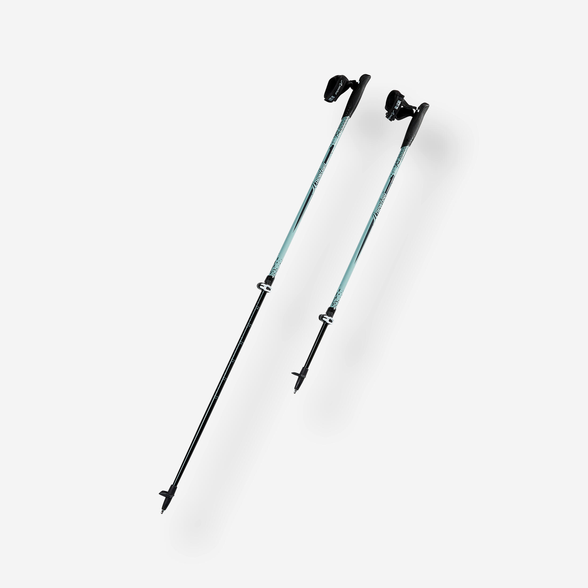 NW P120 TELESCOPIC ALUMINIUM NORDIC WALKING POLES - BLACK/GREY-GREEN 1/10