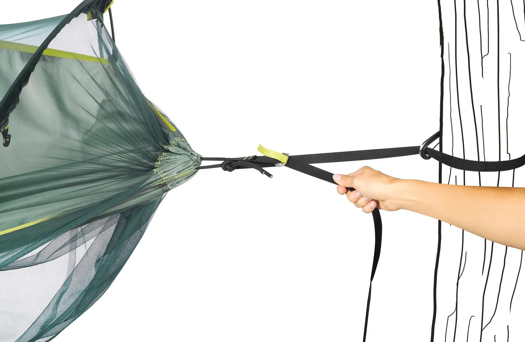 Successfully setting up your hammock.
