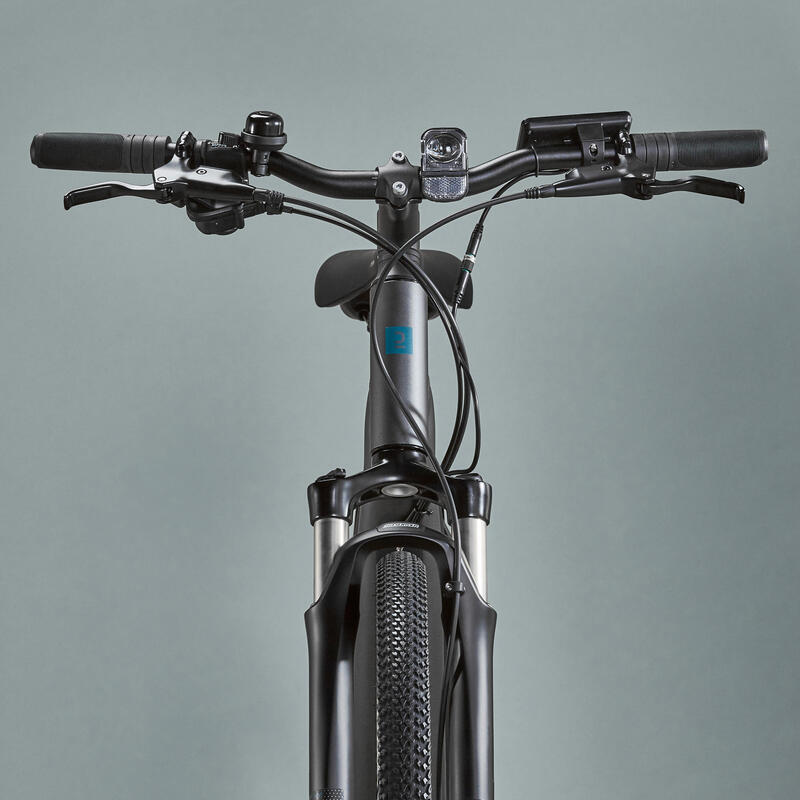 8-speed, puncture-resistant, 3-mode electric hybrid bike, grey