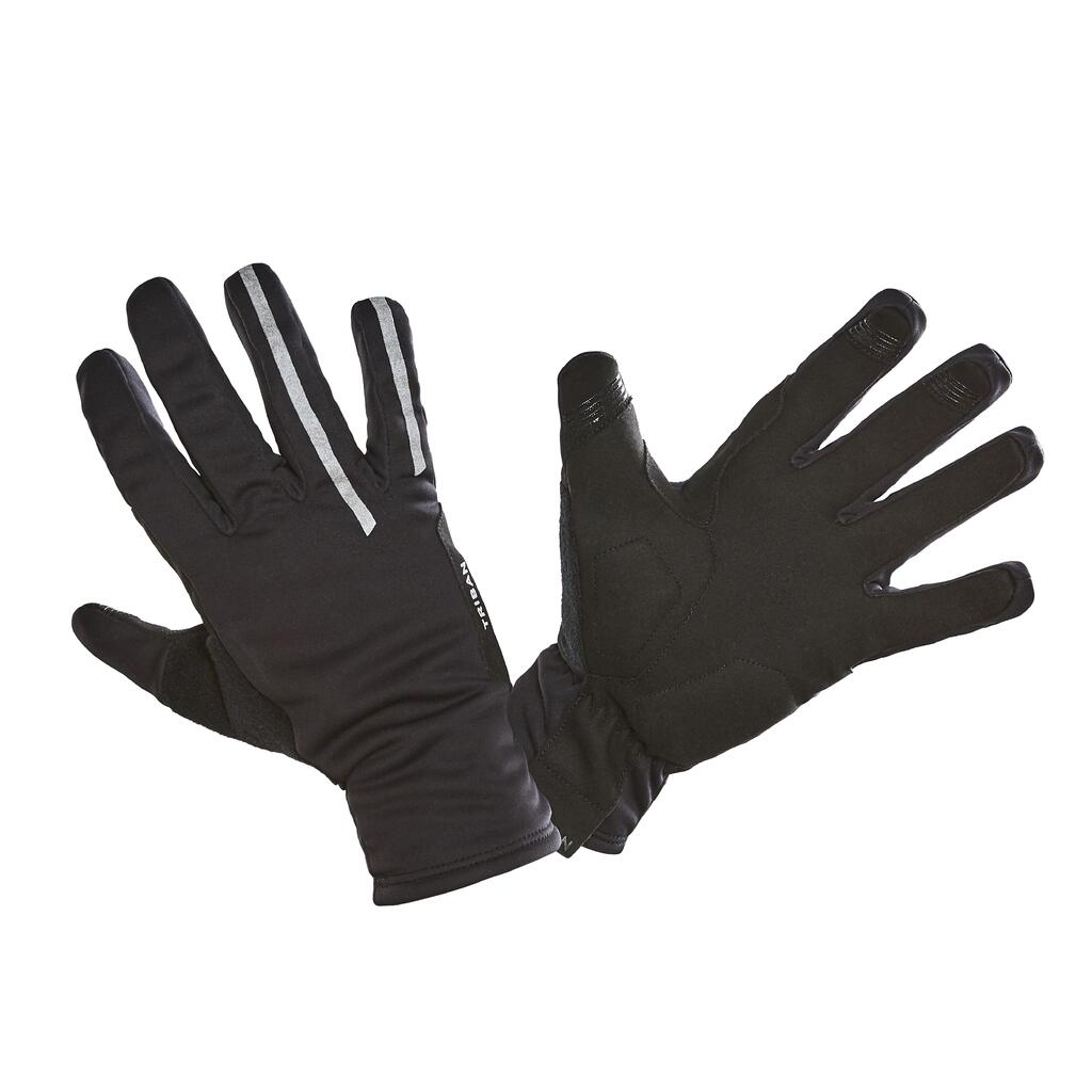 Smartphone-compatible thermal cycling gloves, black