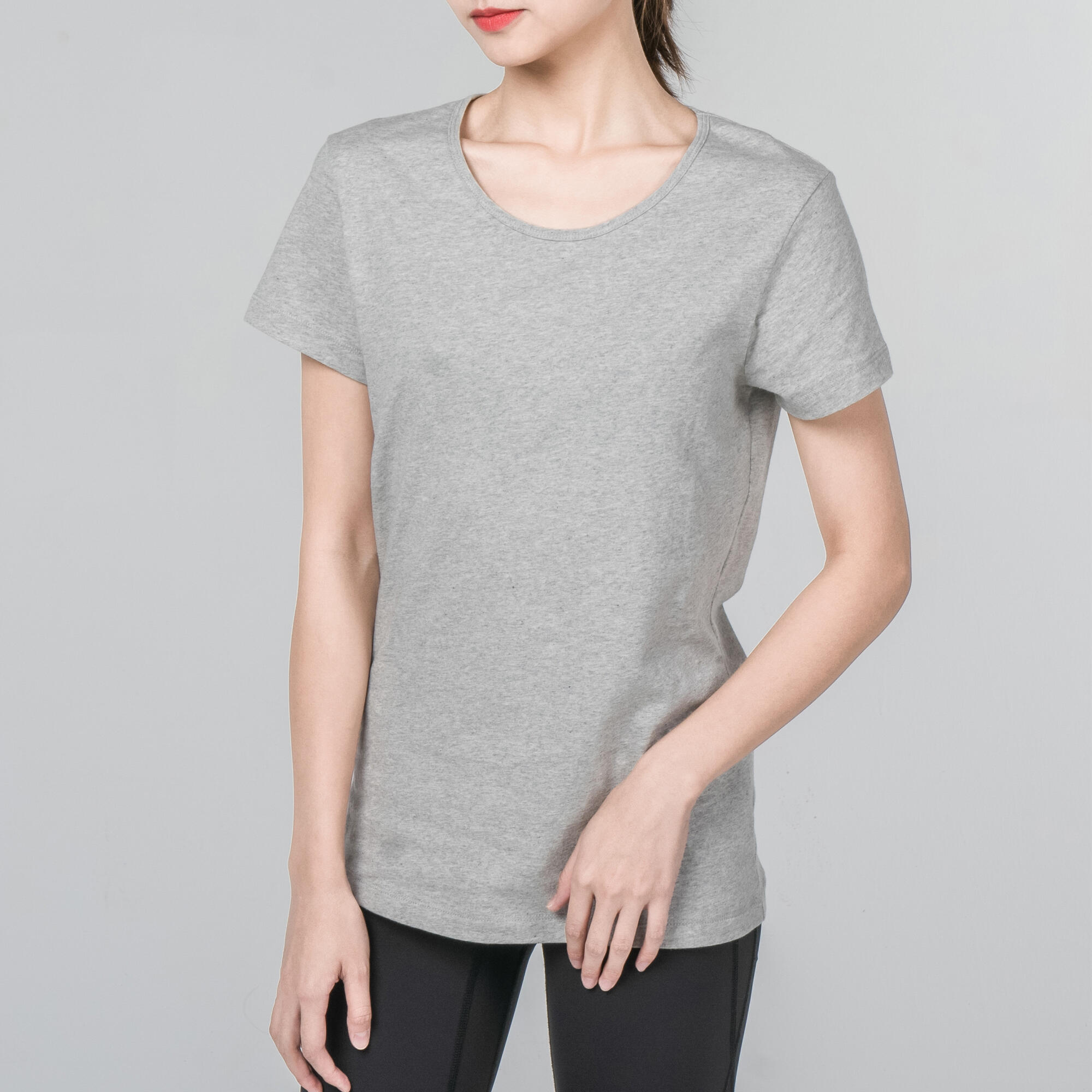 Women's Regular-Fit T-Shirt - 100 Basic Grey - Grey - Domyos - Decathlon