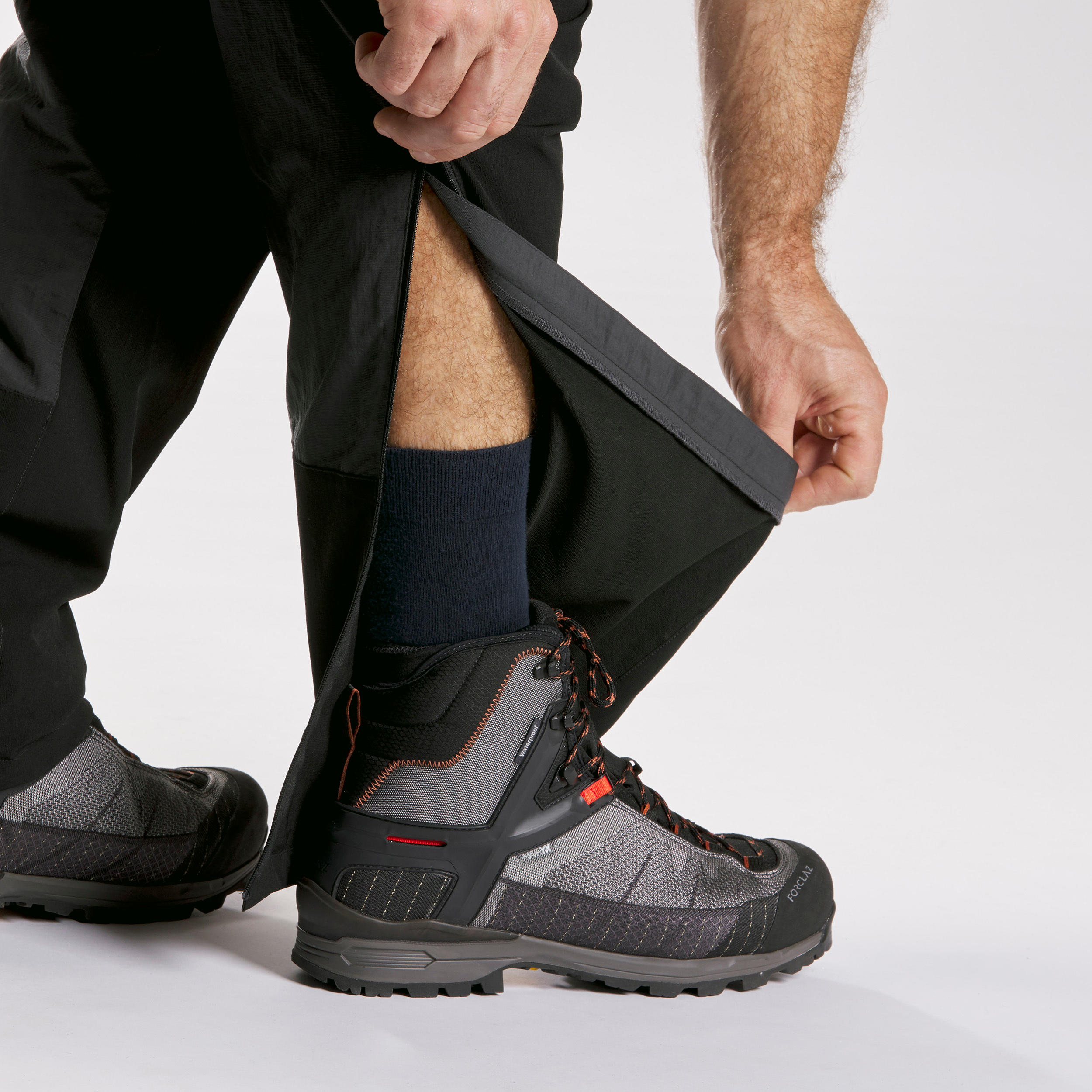 Men’s Hiking Convertible Pants MT 500 Grey Carbon grey‎, Black