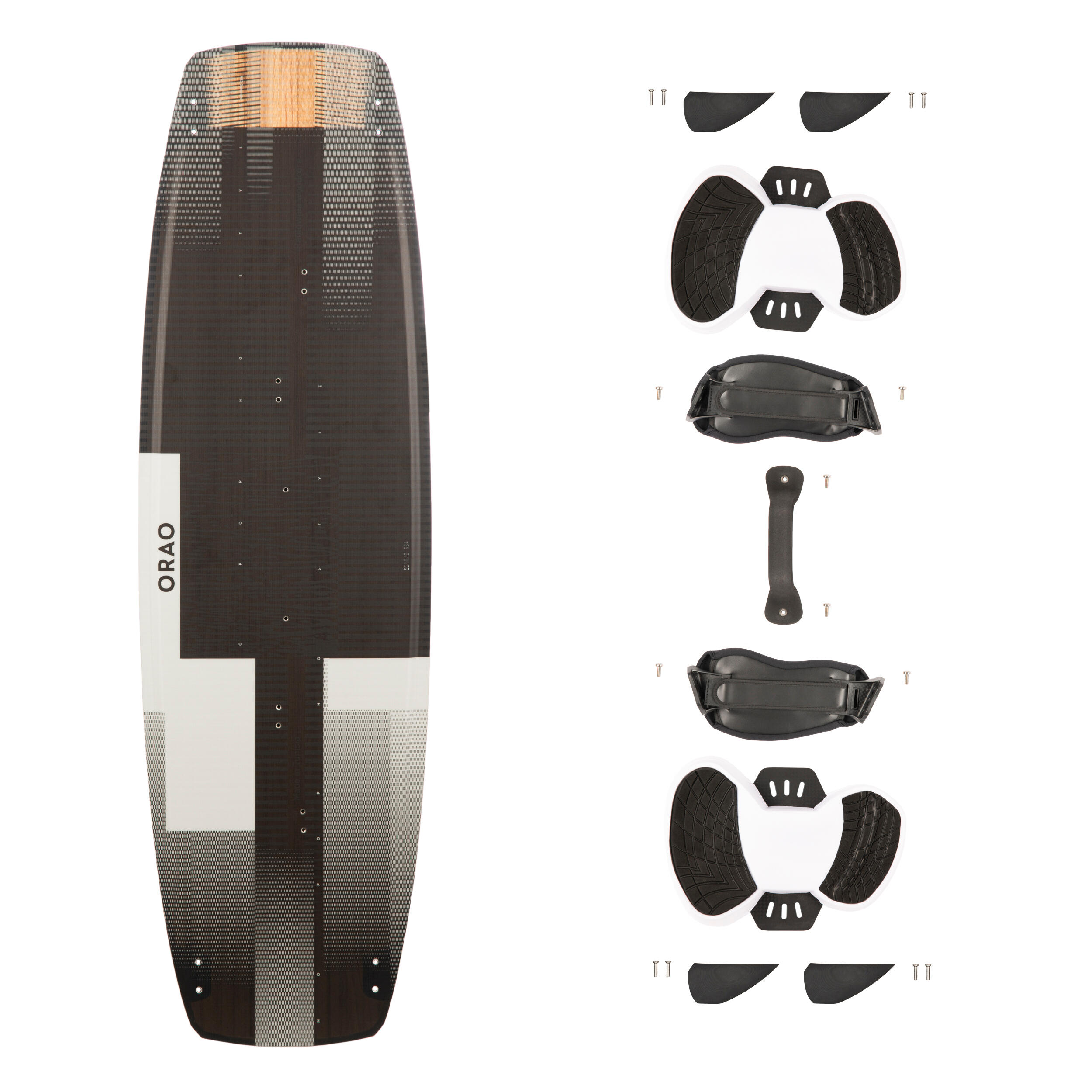 Placă KITESURF TWIN TIP 500 CARBON - 138X41CM (PAD-URI ȘI STRAP-URI INCLUSE)