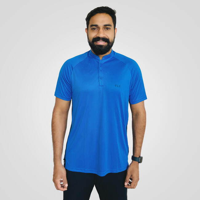 MEN'S QUICK DRY CRICKET TSHIRT, LIGHT BLUE/GREY