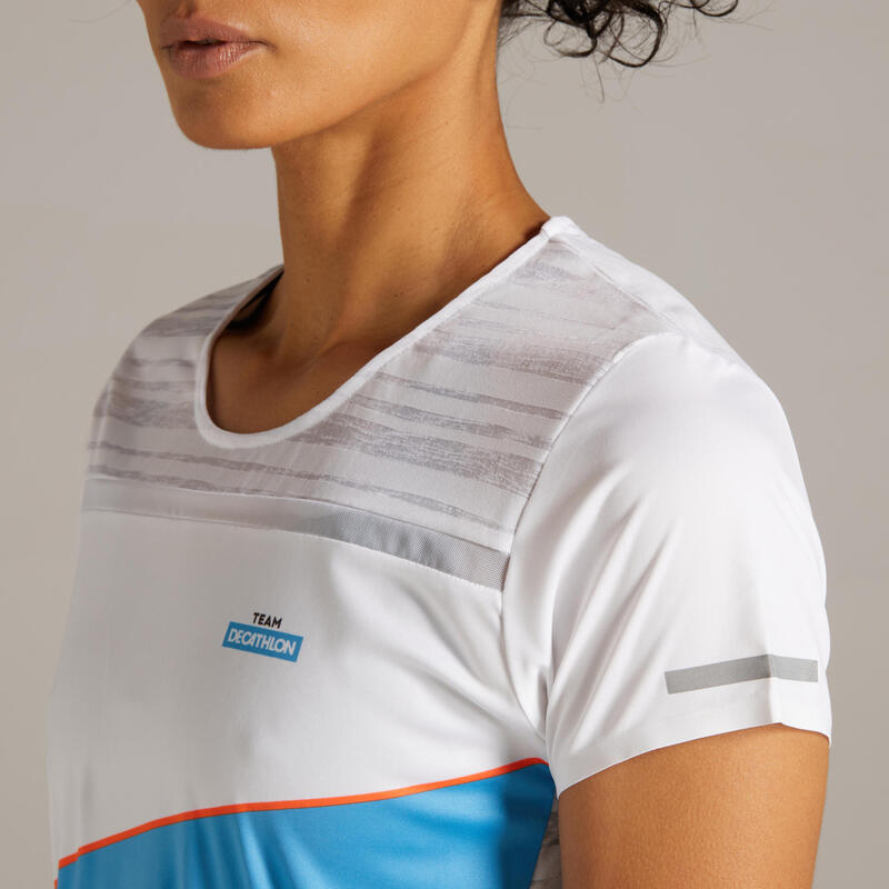 TEE SHIRT RUNNING FEMME RESPIRANT KIPRUN LIGHT BLEU DECATHLON