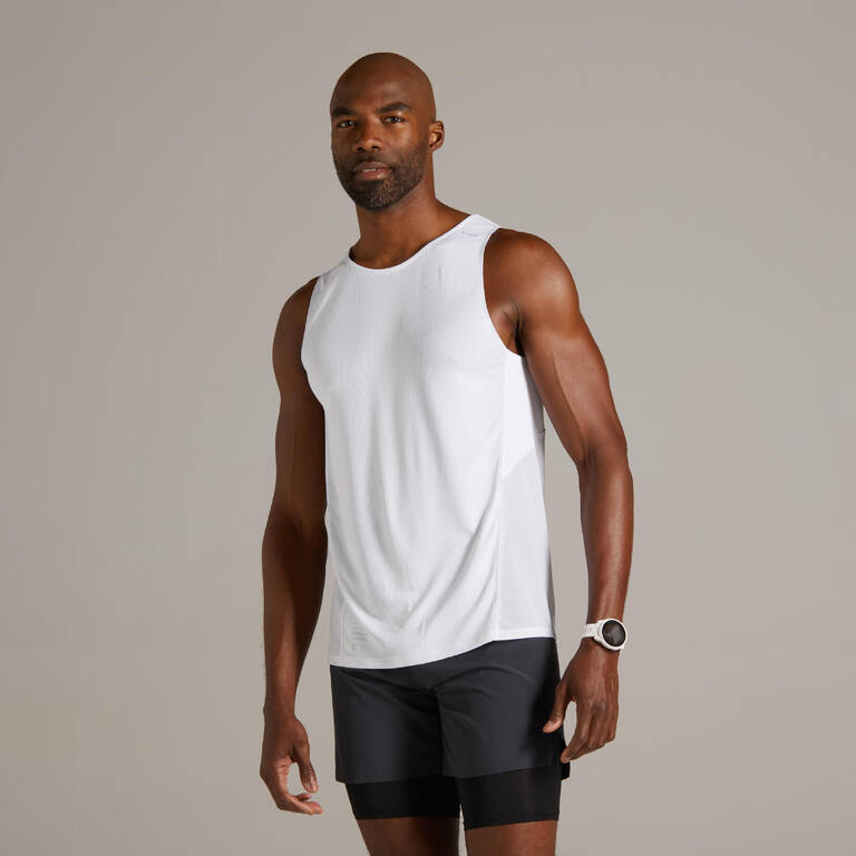 KIPRUN LIGHT MEN'S BREATHABLE RUNNING TANK TOP - WHITE - Decathlon