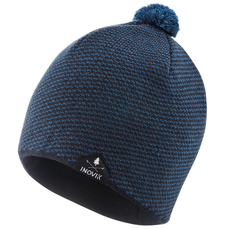 Bonnet ski de fond chaud bleu à pompon - XC S BEANIE 100 - enfant