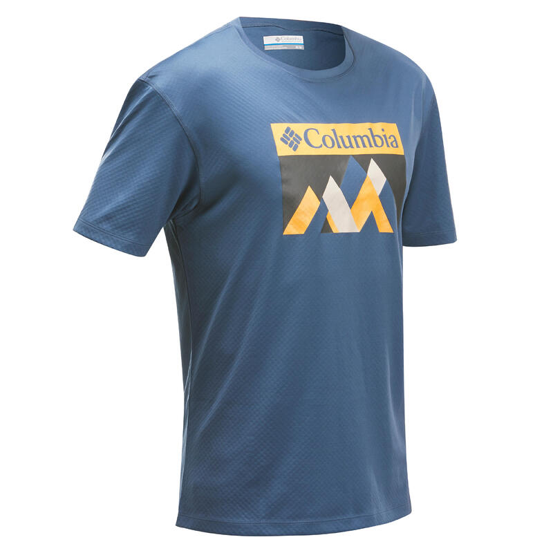 Camiseta de senderismo montaña manga corta - Columbia Bellport Hombre Azul 