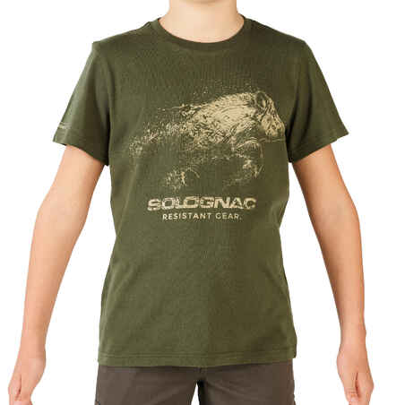 Jagd-T-Shirt 100 Kinder LTD Wildschwein grün 