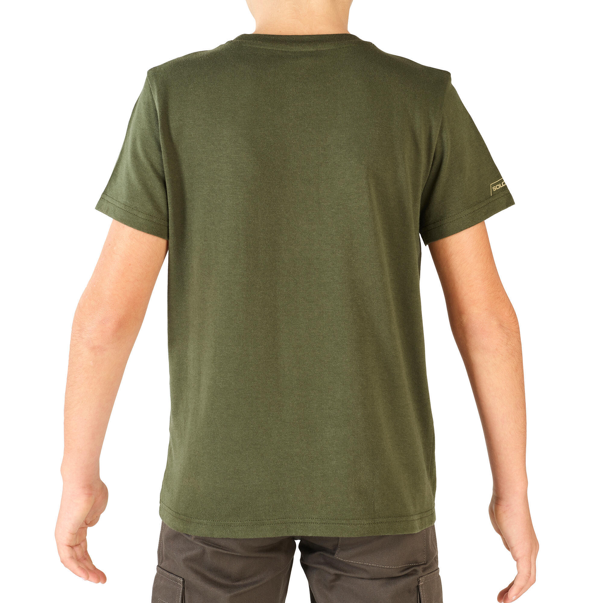 Camiseta manga corta Ninos Caza Solognac 100 Algodon Ciervo Marron