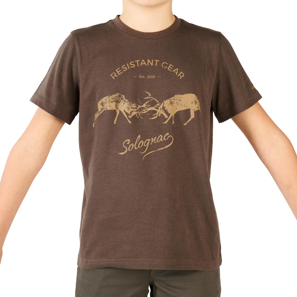 Jagd-T-Shirt 100 Kinder LTD Hirsch braun 