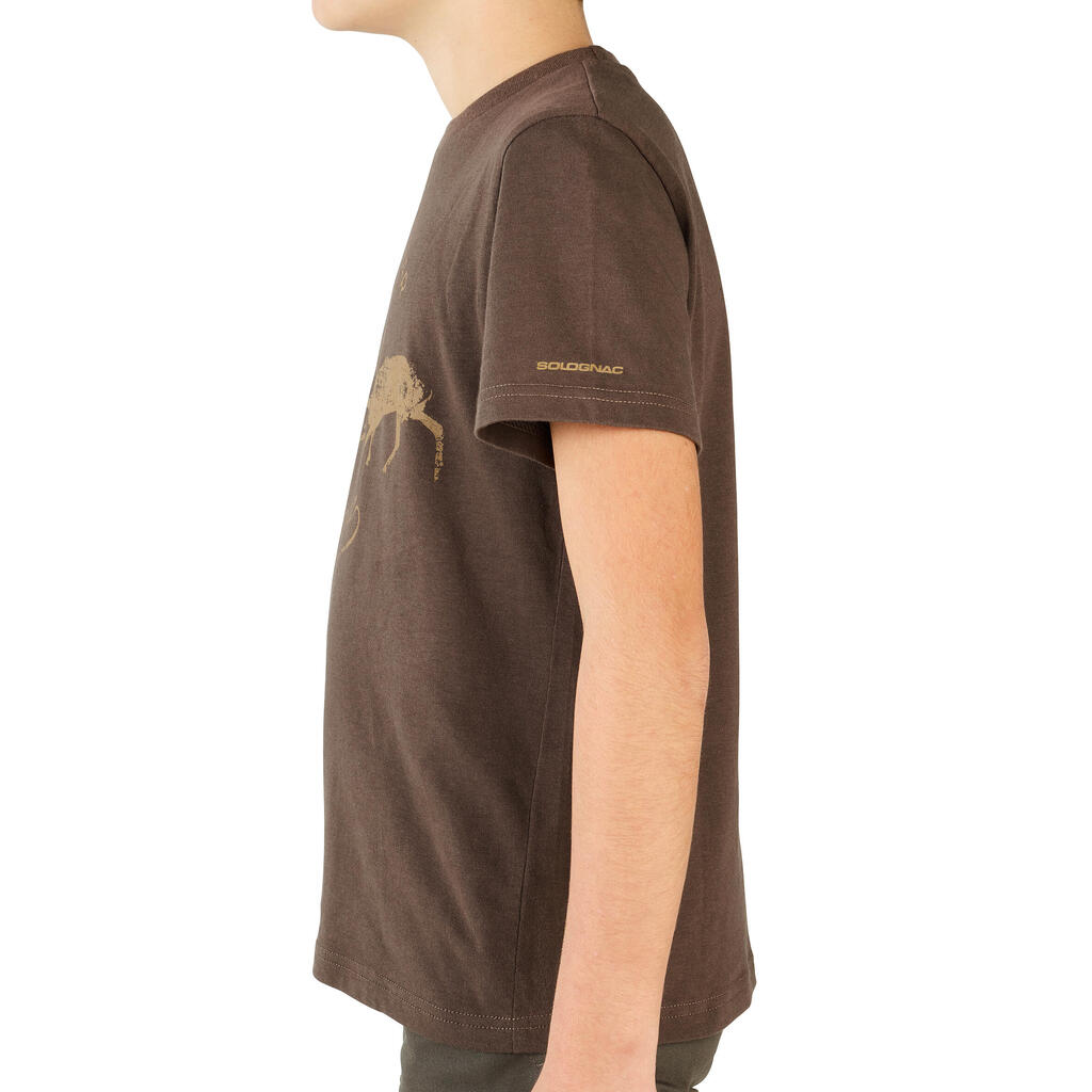 Jagd-T-Shirt 100 Kinder LTD Hirsch braun 