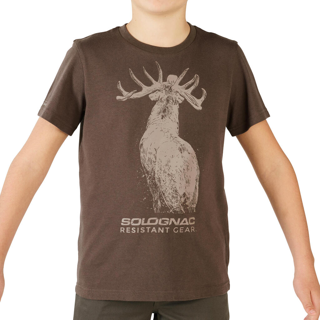 Jagd-T-Shirt 100 Kinder LTD Hirsch braun 