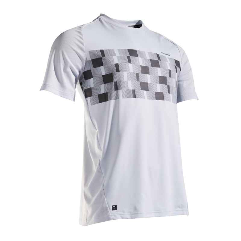 Tennis T-Shirt Herren Dry 500 blau mit Muster 