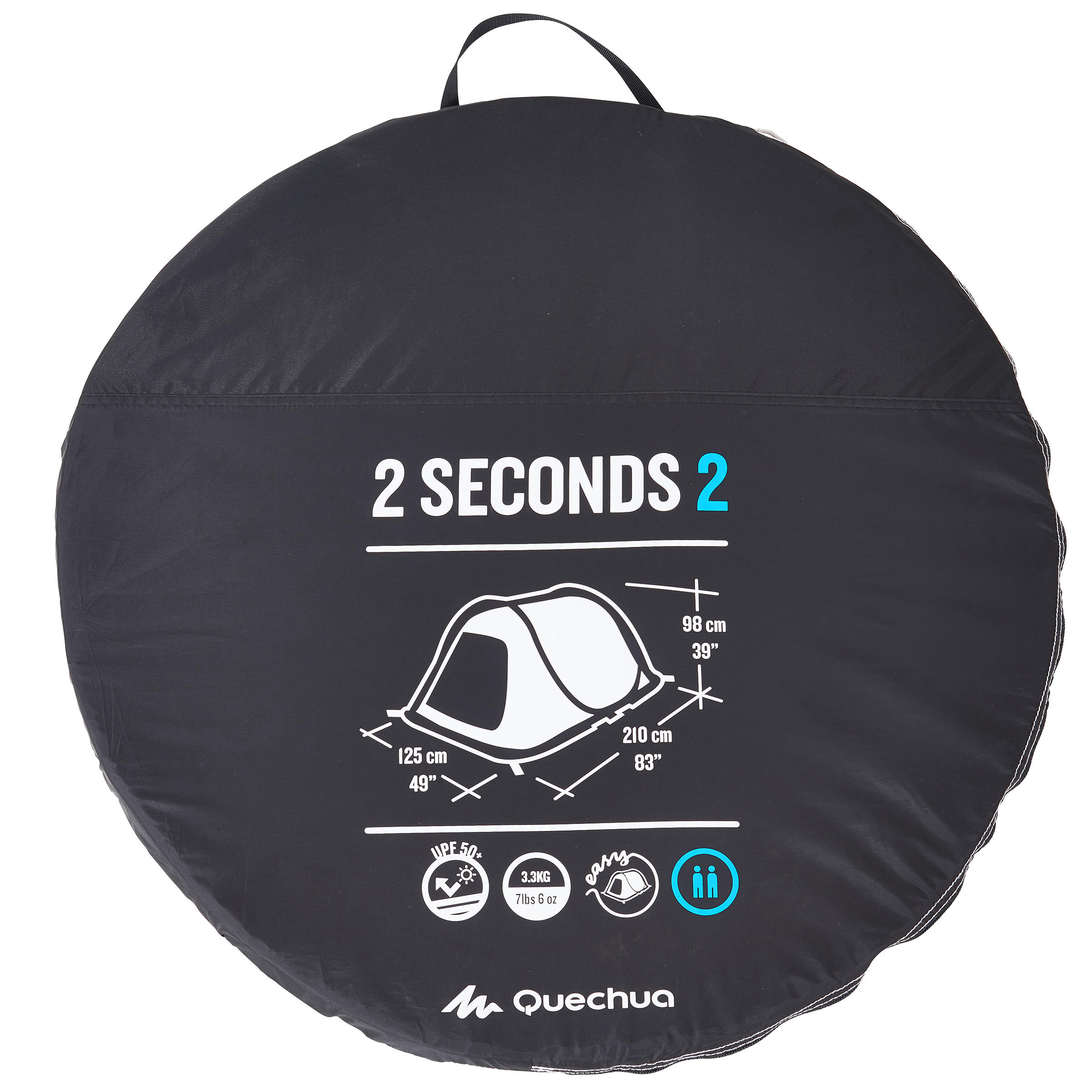2-Person Camping Tent - 2 Seconds Fresh & Black - QUECHUA
