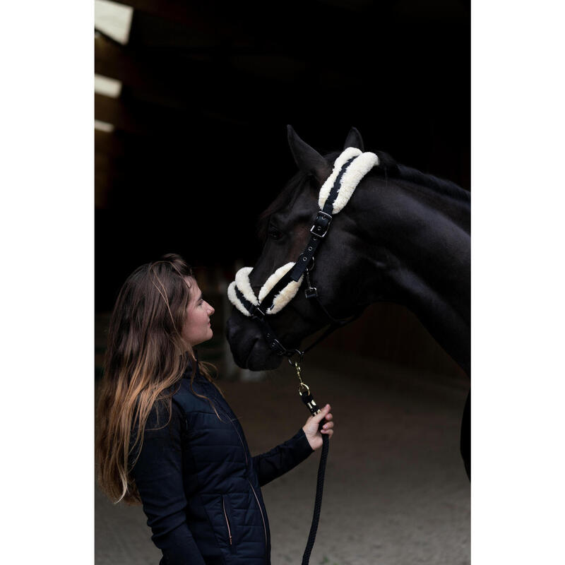 Licol équitation en mouton synthétique Cheval - noir et beige