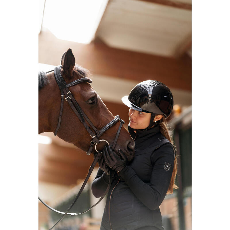 Doudoune équitation sans manches zip rose gold Femme - 500 noire