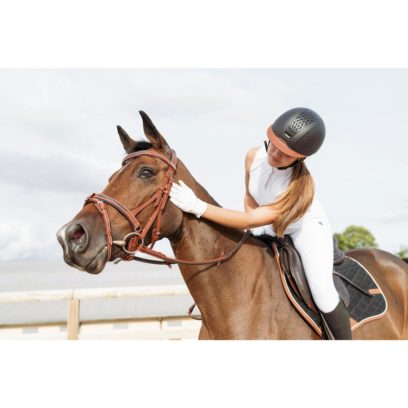 Hoofdstel voor paarden en pony's 900 Franse neusriem leer lichtbruin