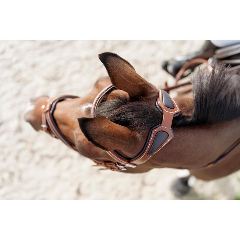 Filet équitation cuir muserolle française Cheval et Poney - 900 marron clair