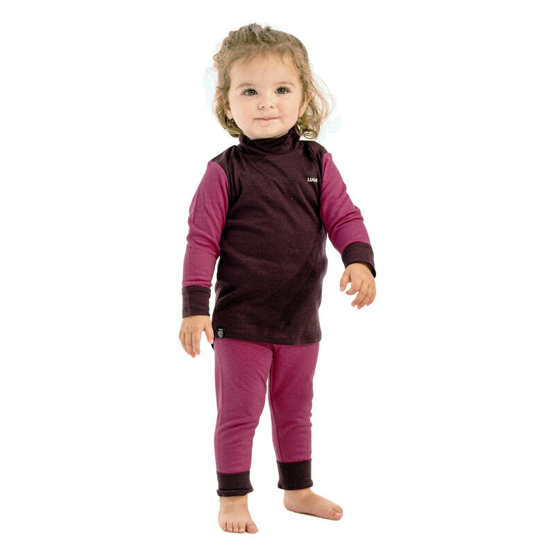 Pantalón térmico interior de esquí y nieve lana merina Bebés 1-3 años Lugik
