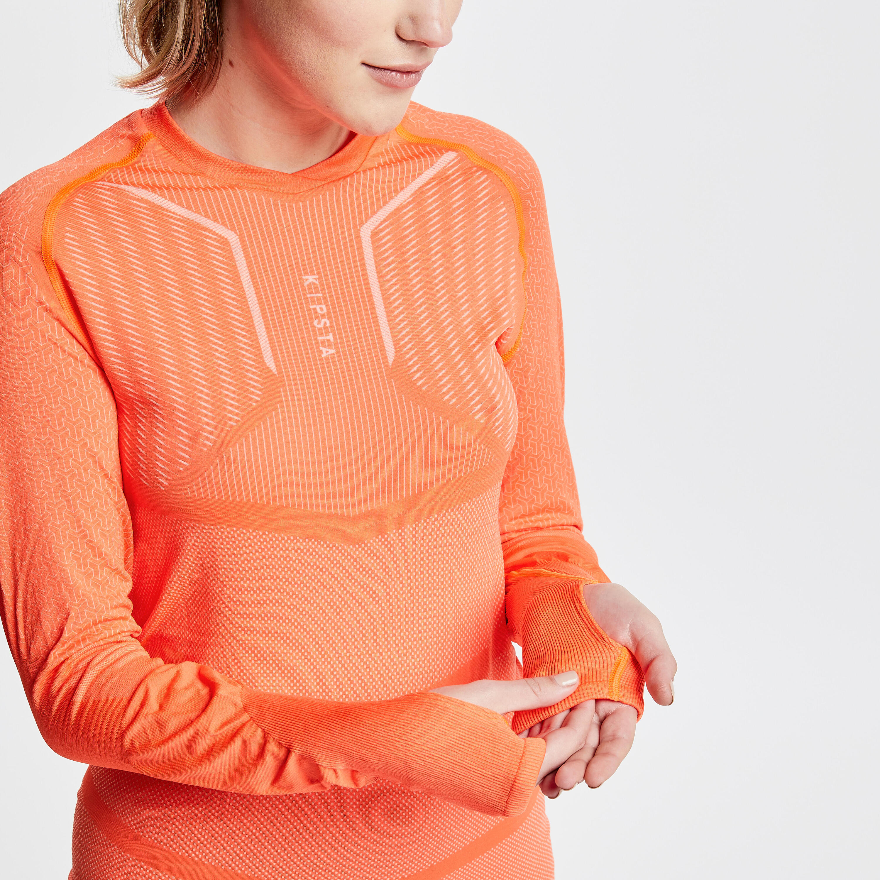 Adult breathable football base layer, orange 9/16