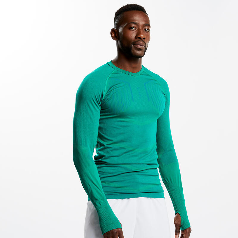 Spodní fotbalové tričko s dlouhým rukávem Keepdry 500 zelené