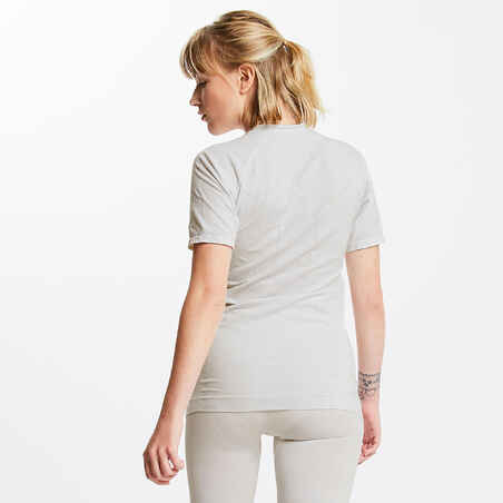 Suaugusiųjų apatiniai marškinėliai trumpomis rankovėmis „Keepdry 500“, balti
