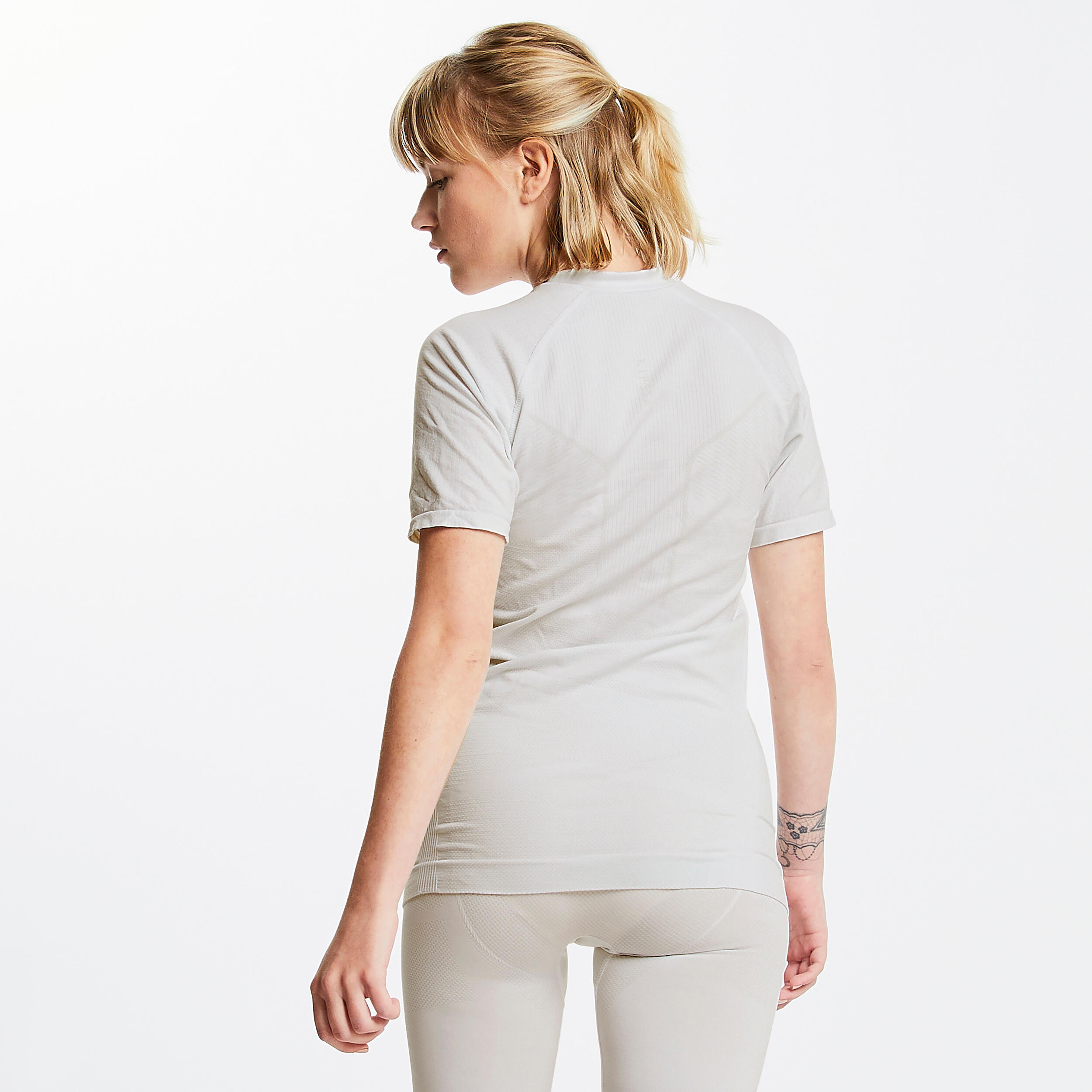 Adult Short-Sleeved Thermal Base Layer Top Keepdry 500 - White 4/7