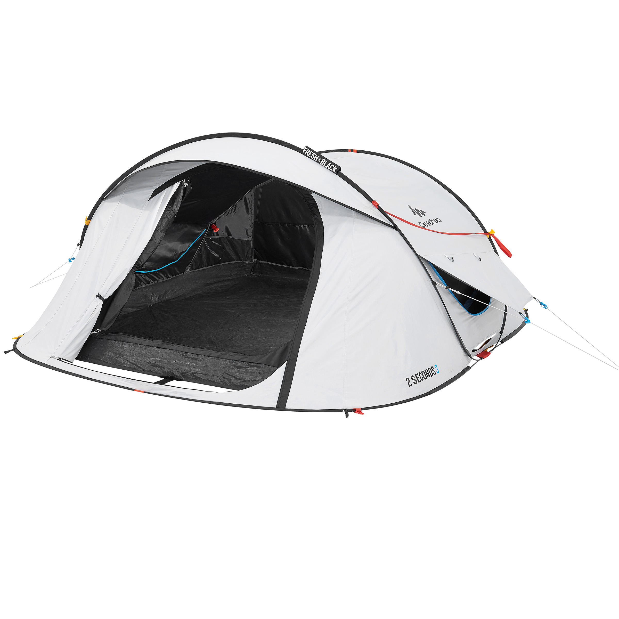 3-Person Camping Tent - 2 Seconds Fresh & Black White - QUECHUA