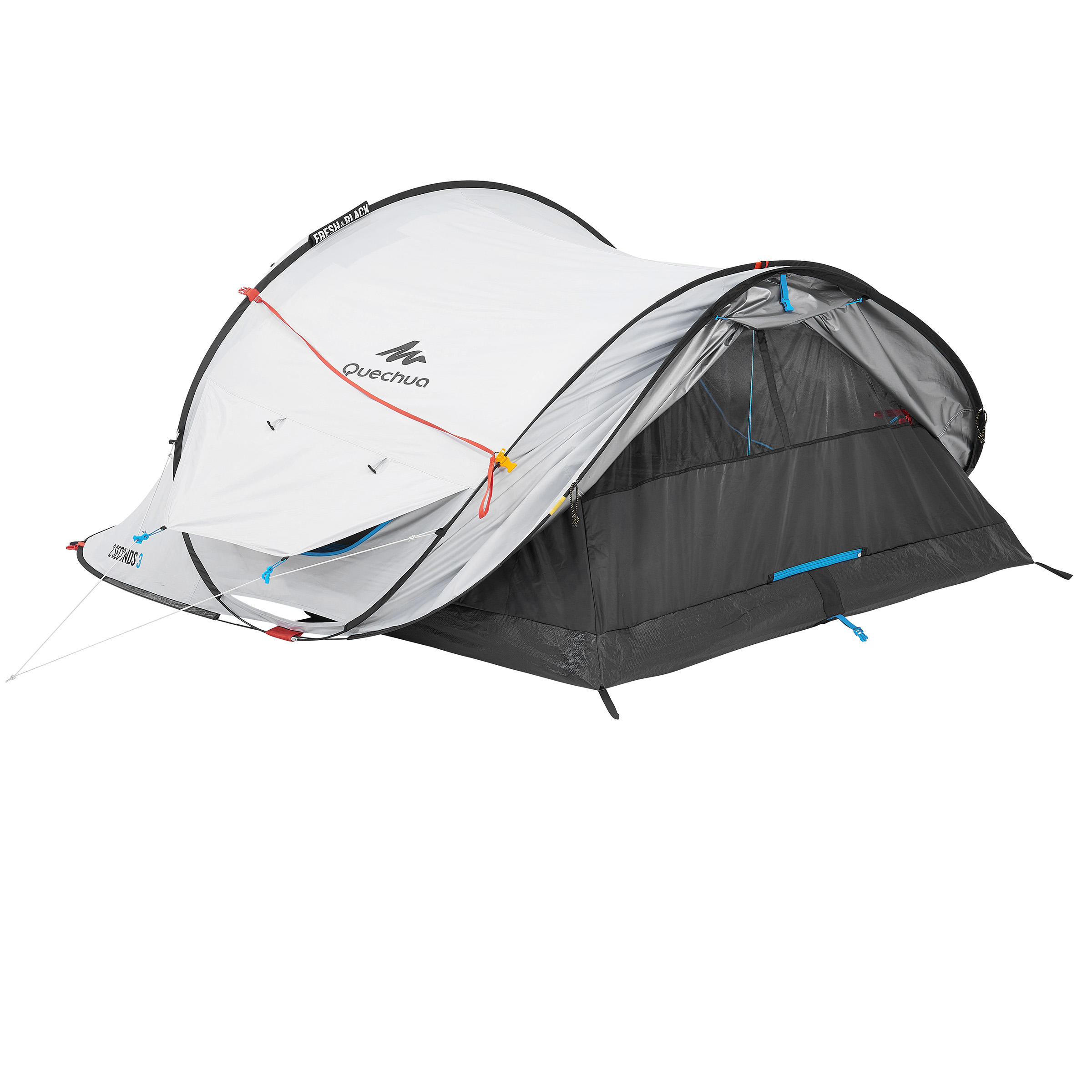 3-Person Camping Tent - 2 Seconds Fresh & Black White - White 