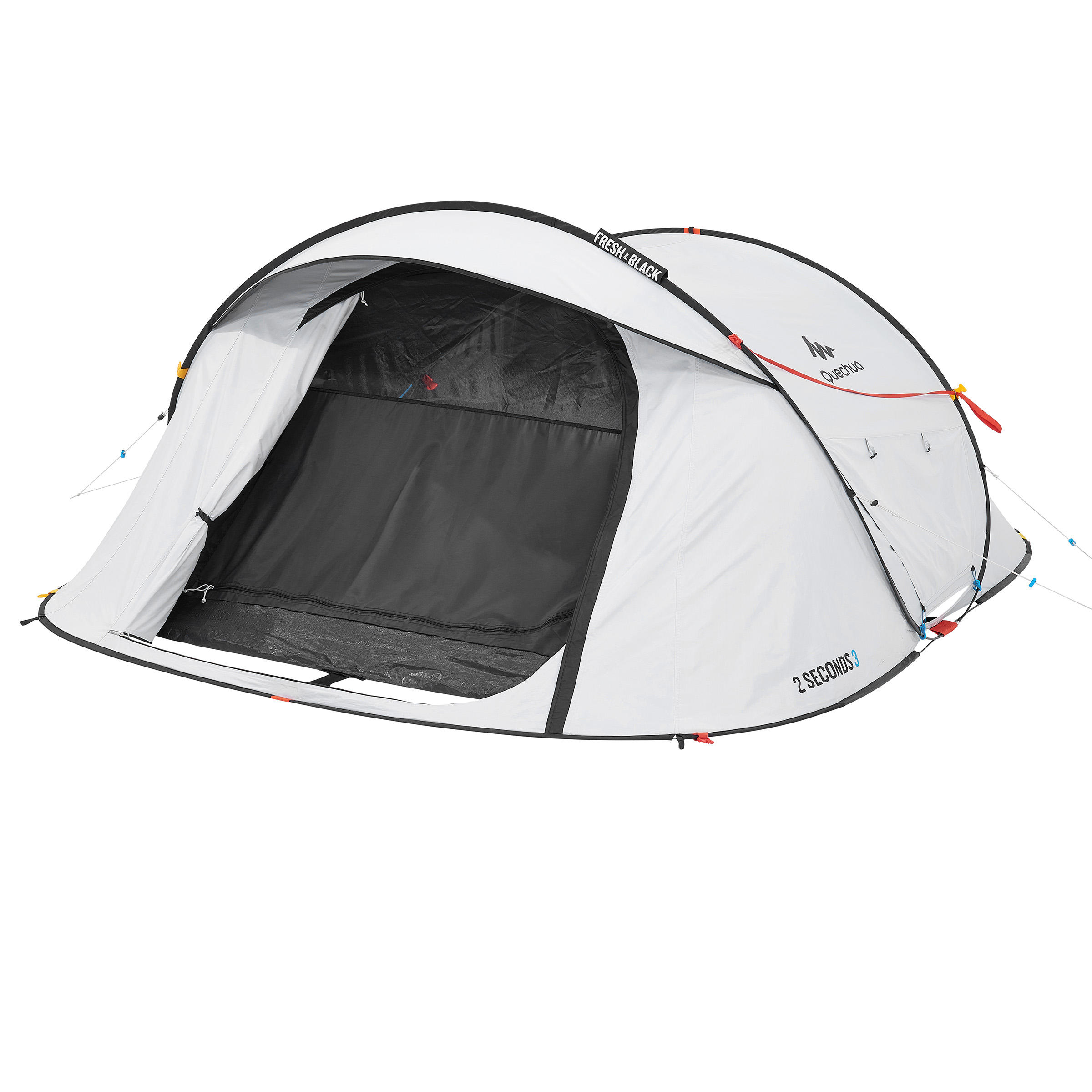 3-Person Camping Tent - 2 Seconds Fresh & Black White - QUECHUA