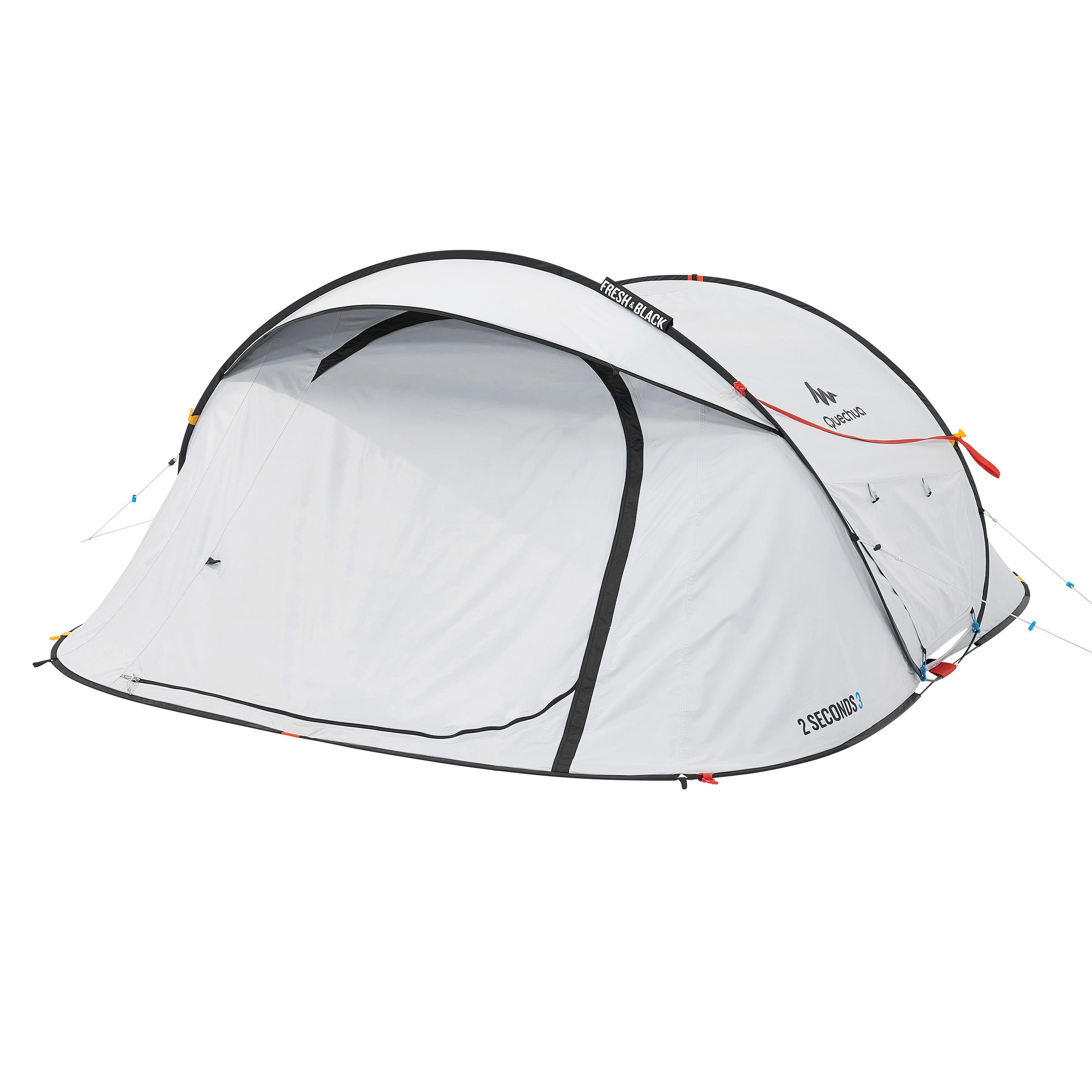 3-Person Camping Tent - 2 Seconds Fresh & Black White - QUECHUA